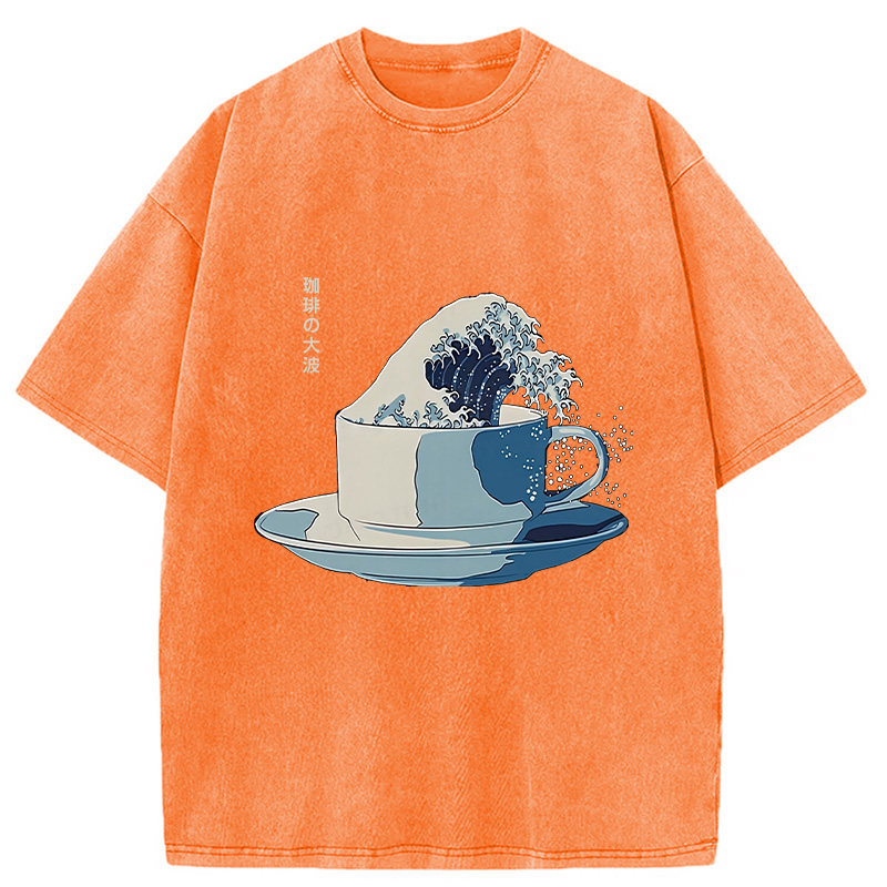 Modecanvas Retro Teacup Wave Washed T-Shirt