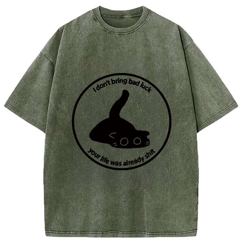 Modecanvas Cat Are Not The Source Of Bad Luck Washed T-Shirt