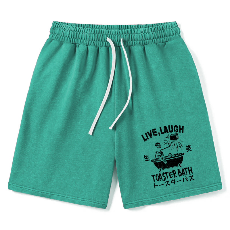 Modecanvas Funny Electric Shock Skeleton Washed Shorts