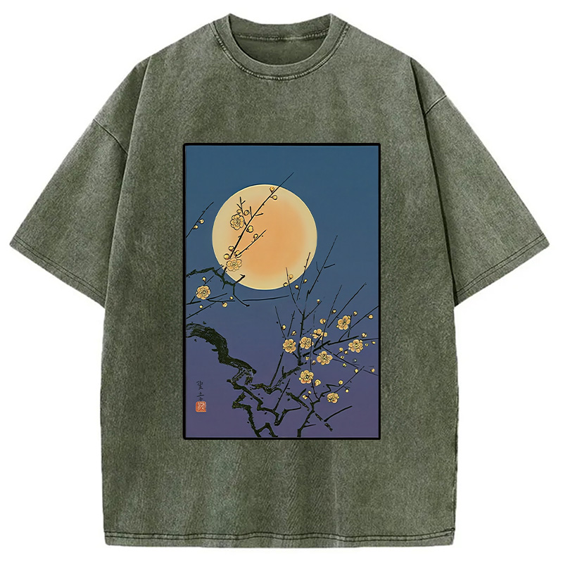 Modecanvas Vintage Moon Painting Washed T-Shirt