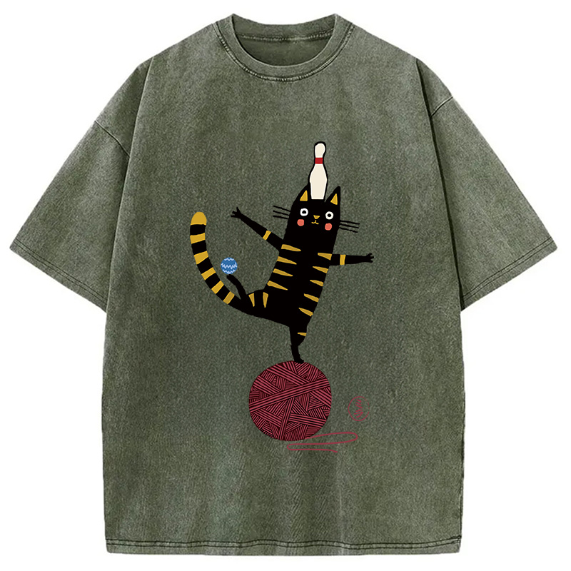 Modecanvas Acrobatic Kitten Washed T-Shirt