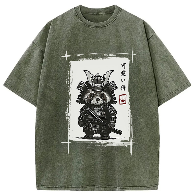 Modecanvas Samurai Baby Raccoon Washed T-Shirt