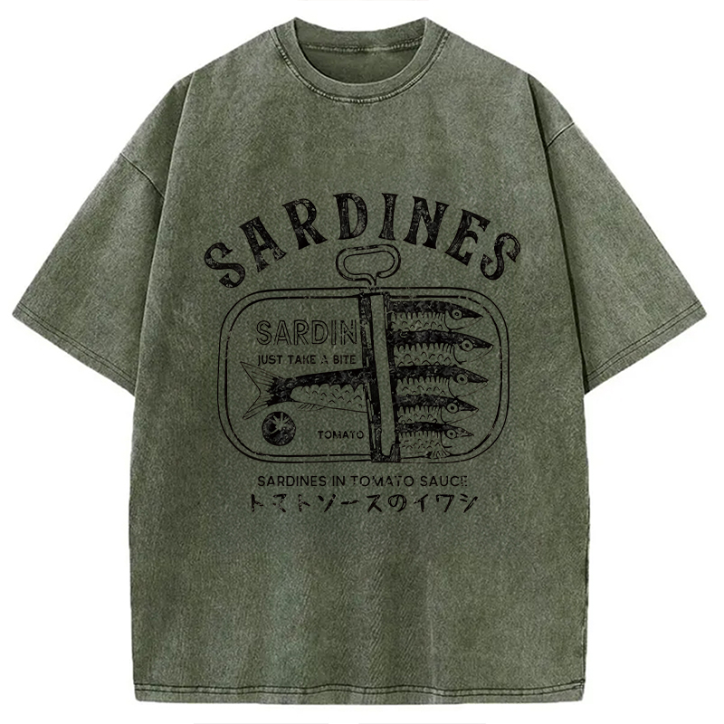 Modecanvas Delicious Canned Sardine Washed T-Shirt