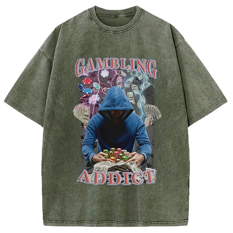 Modecanvas Gambling Addict Washed T-Shirt