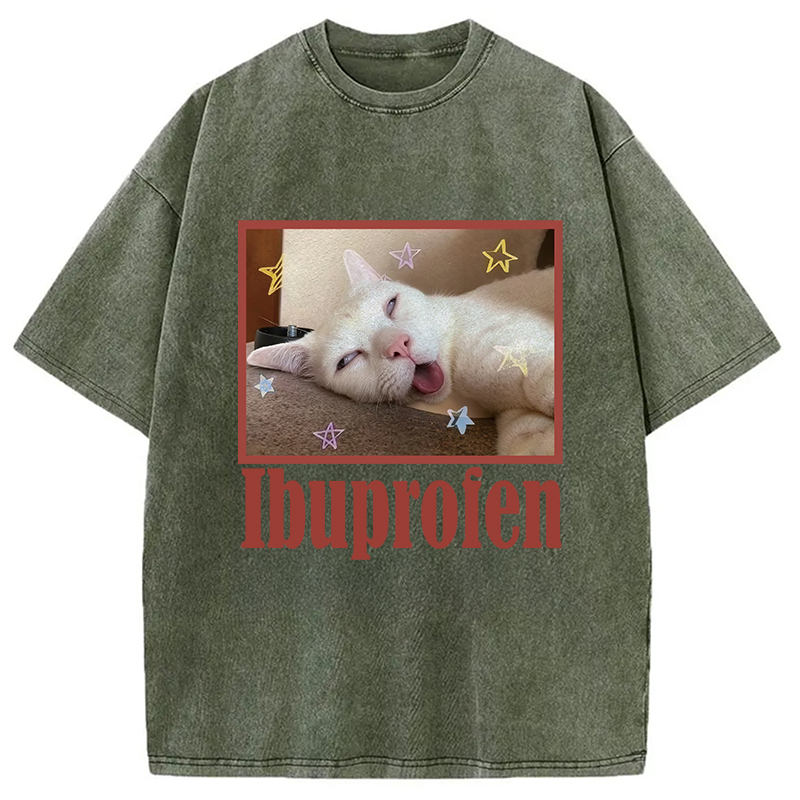 Modecanvas Buprofen Cat Meme Washed T-Shirt