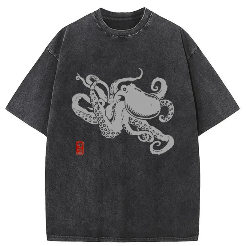 Modecanvas Japanese Octopus Washed T-Shirt