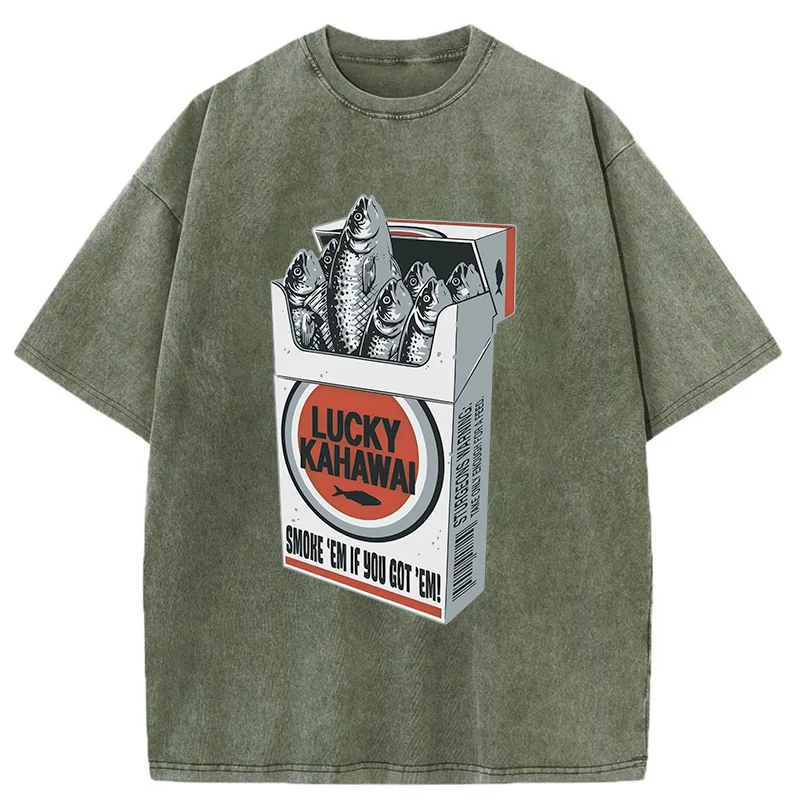 Modecanvas Japanese Lucky Kahawai Washed T-Shirt-modecanvas