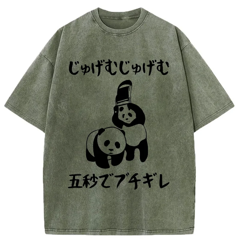 Modecanvas Japanese Panda War Washed T-Shirt