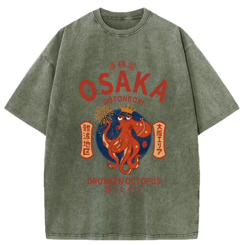 Modecanvas Osaka Dotonbori Drunken Octopus Washed T-Shirt