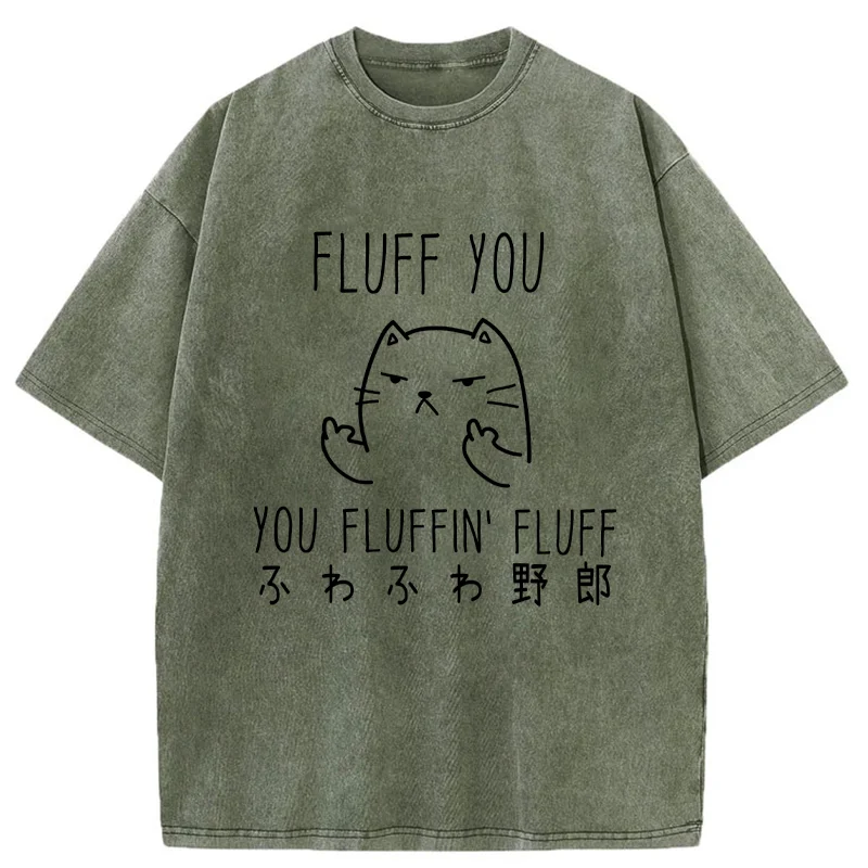 Modecanvas Fluff You Cat Washed T-Shirt