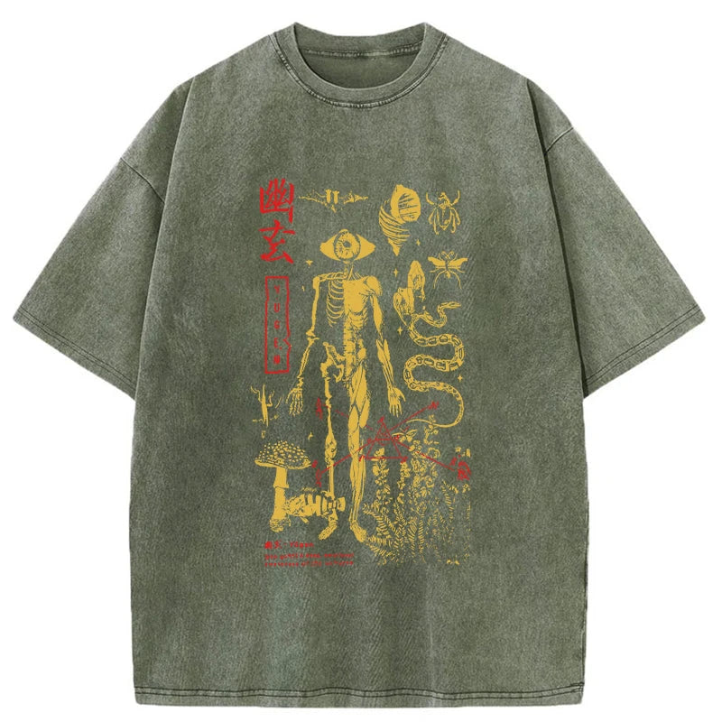 Modecanvas Spooky Ghost Japanese Washed T-Shirt-modecanvas