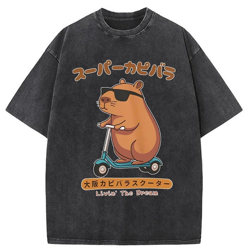 Modecanvas Osaka Capybara Scooter Washed T-Shirt