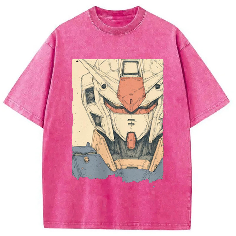 Modecanvas Hand-Drawn Mecha Robot Washed T-Shirt