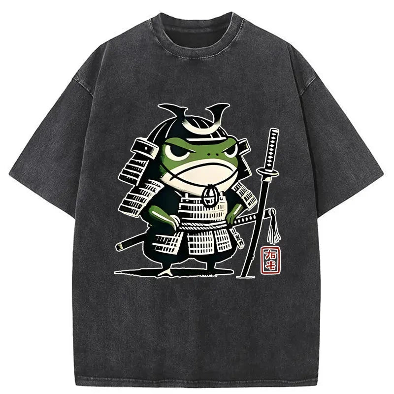 Modecanvas Frog Samurai Japan Washed T-Shirt