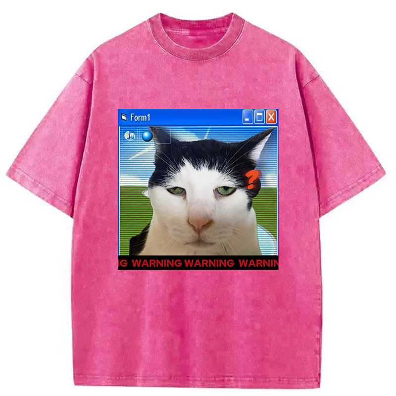 Modecanvas Warning Cat Washed T-Shirt