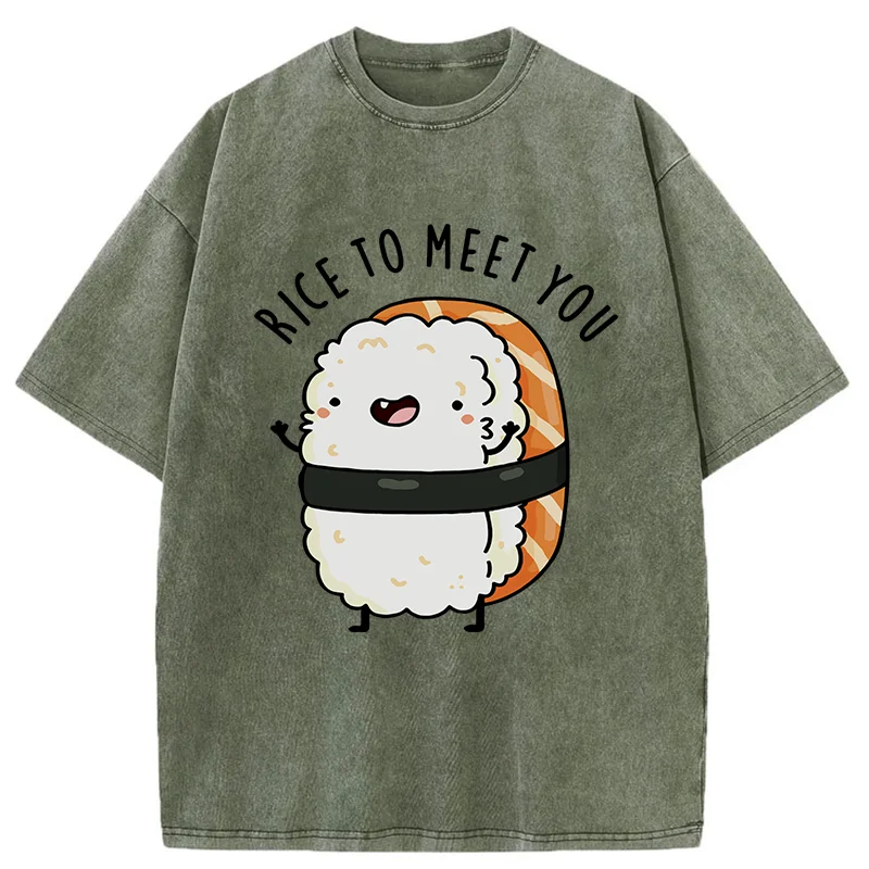 Modecanvas Greetings From Sushi Washed T-Shirt