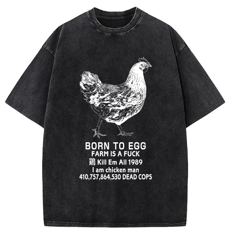 Modecanvas Born To Egg Washed T-Shirt-modecanvas