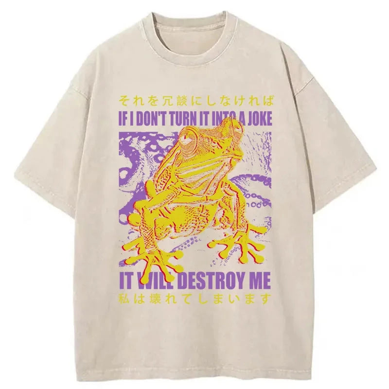Modecanvas A Frog Prone To Emotional Breakdown Washed T-Shirt