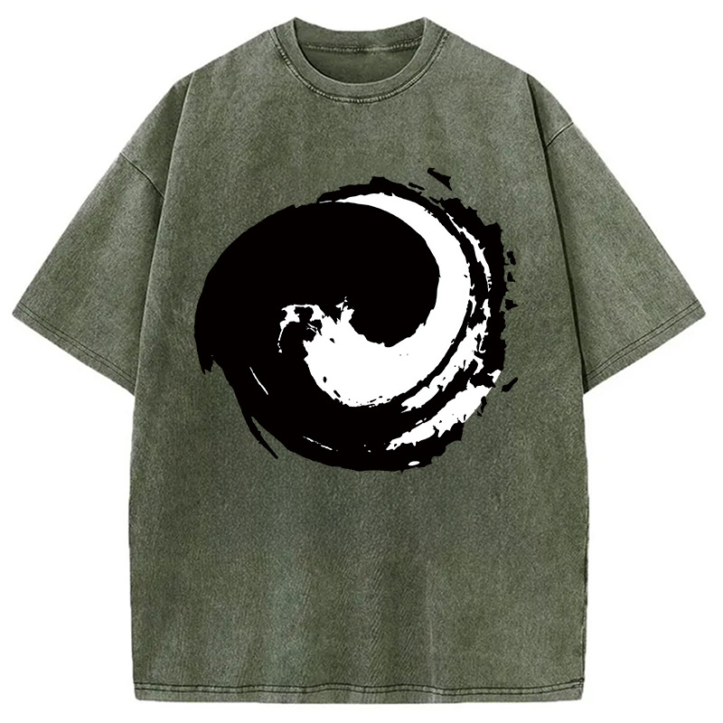 Modecanvas Yin and Yang Symbol Washed T-Shirt