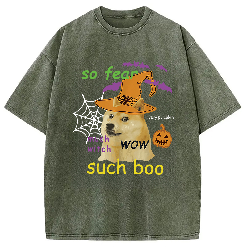 Modecanvas Halloween Doge Washed T-Shirt