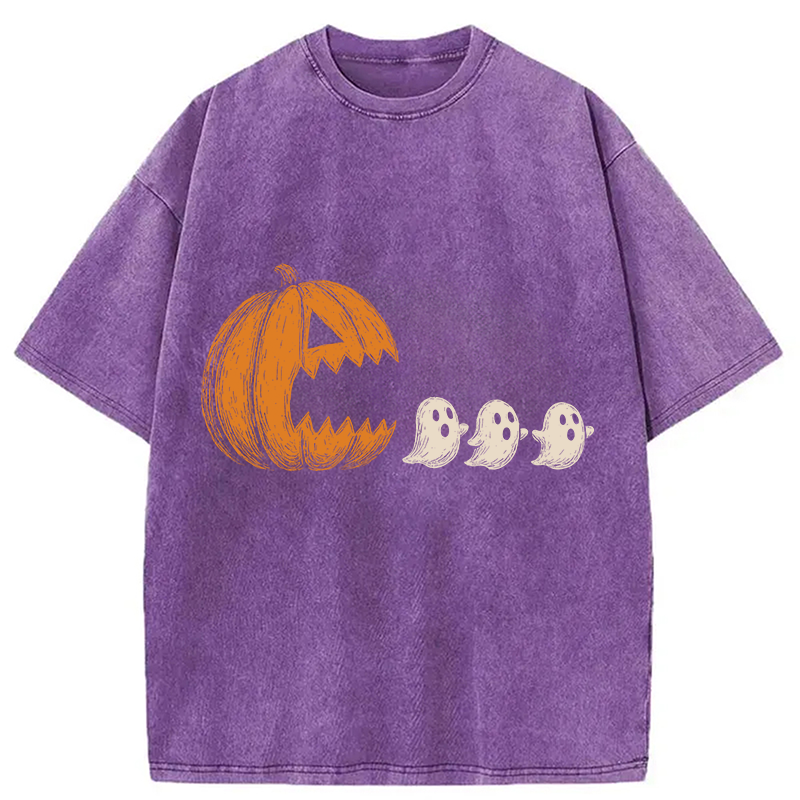 Modecanvas Pumpkin Chasing Ghost Washed T-Shirt