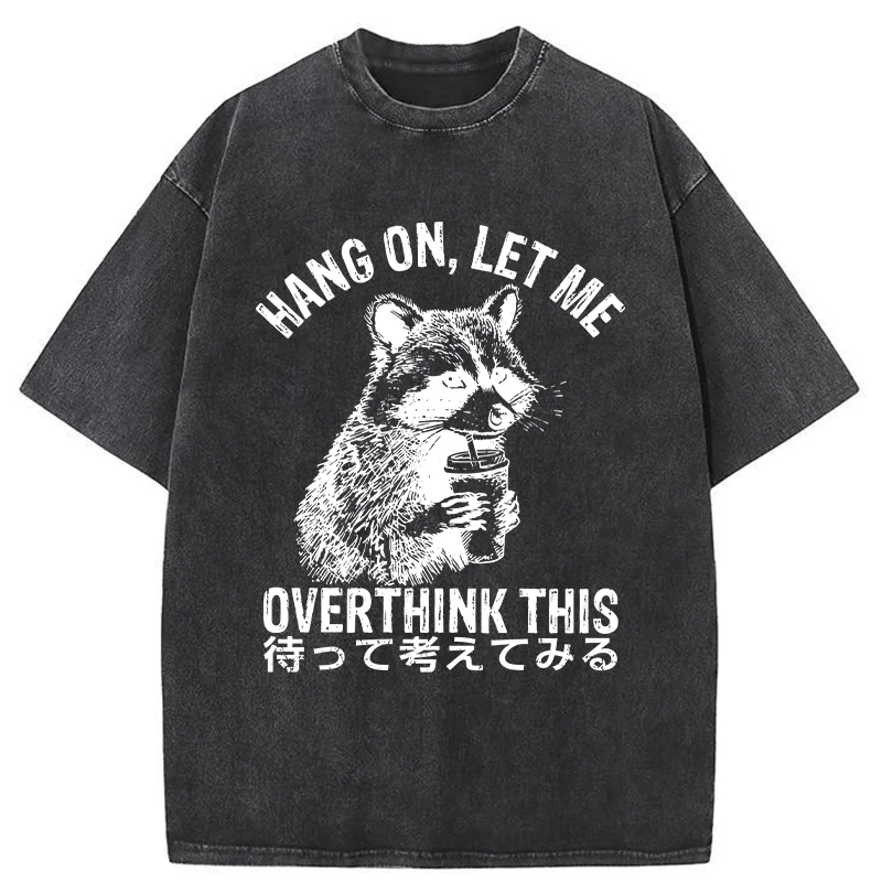 Modecanvas Overthink Raccoon Washed T-Shirt-modecanvas