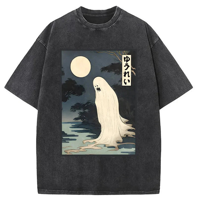 Modecanvas Creepy Japanese Ghost Washed T-Shirt