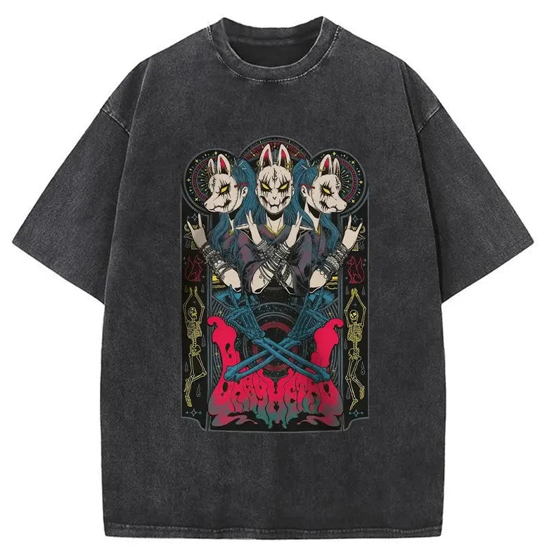 Modecanvas Rabbit Tour Washed T-Shirt-modecanvas