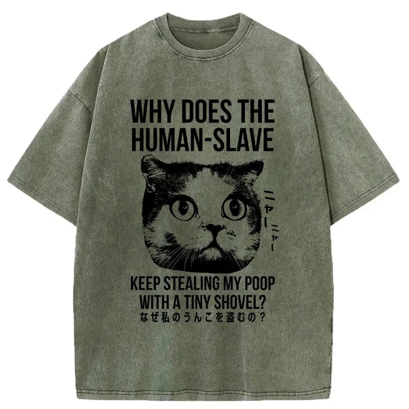 Modecanvas Cat Thinking About human Washed T-Shirt