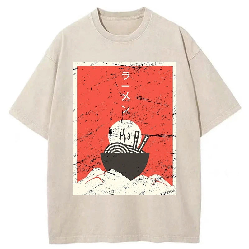 Modecanvas Vintage Japanese Anime Ramen Washed T-Shirt