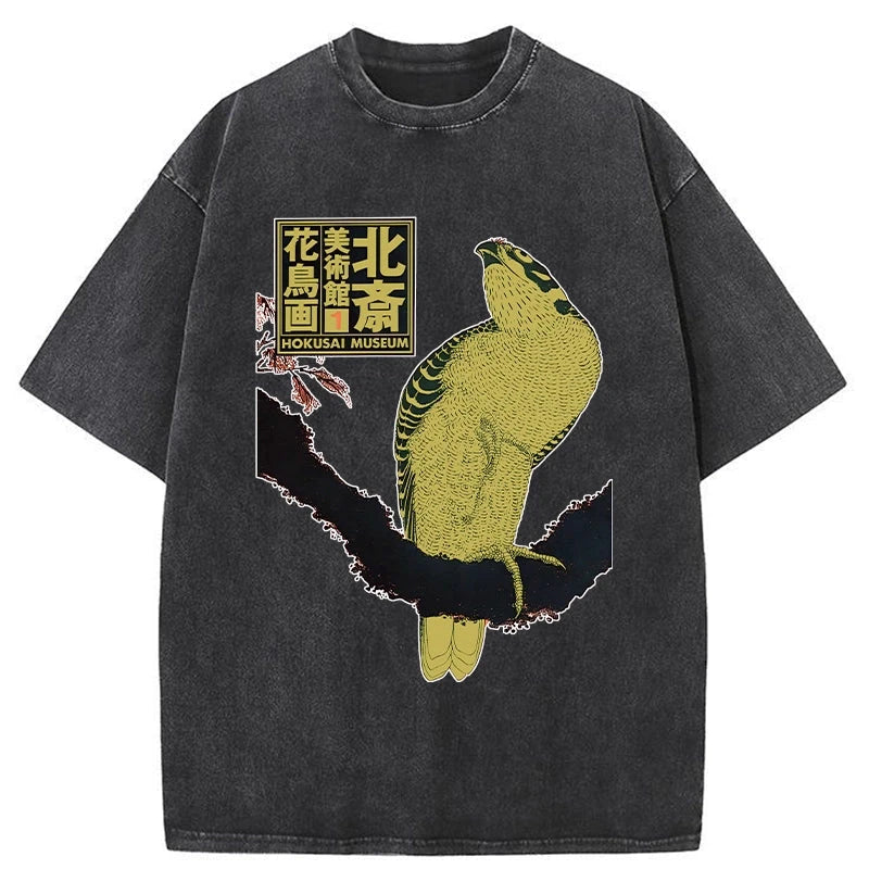 Modecanvas Hokusai Museum Flower And Bird Washed T-Shirt