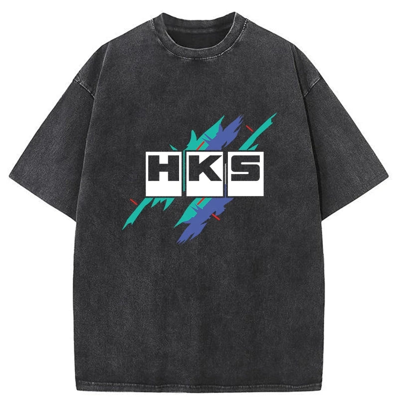 Modecanvas HKS Drifting Drag JDM Washed T-Shirt-modecanvas