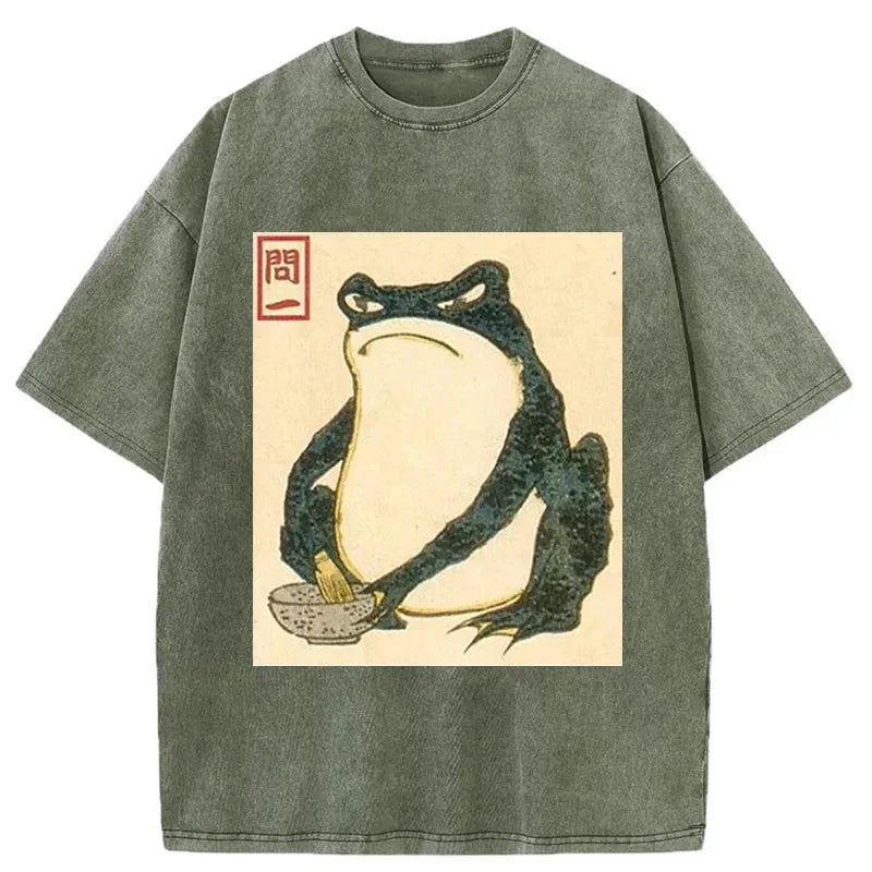 Modecanvas Matsumoto Hoji Japanese Frog Washed T-Shirt-modecanvas