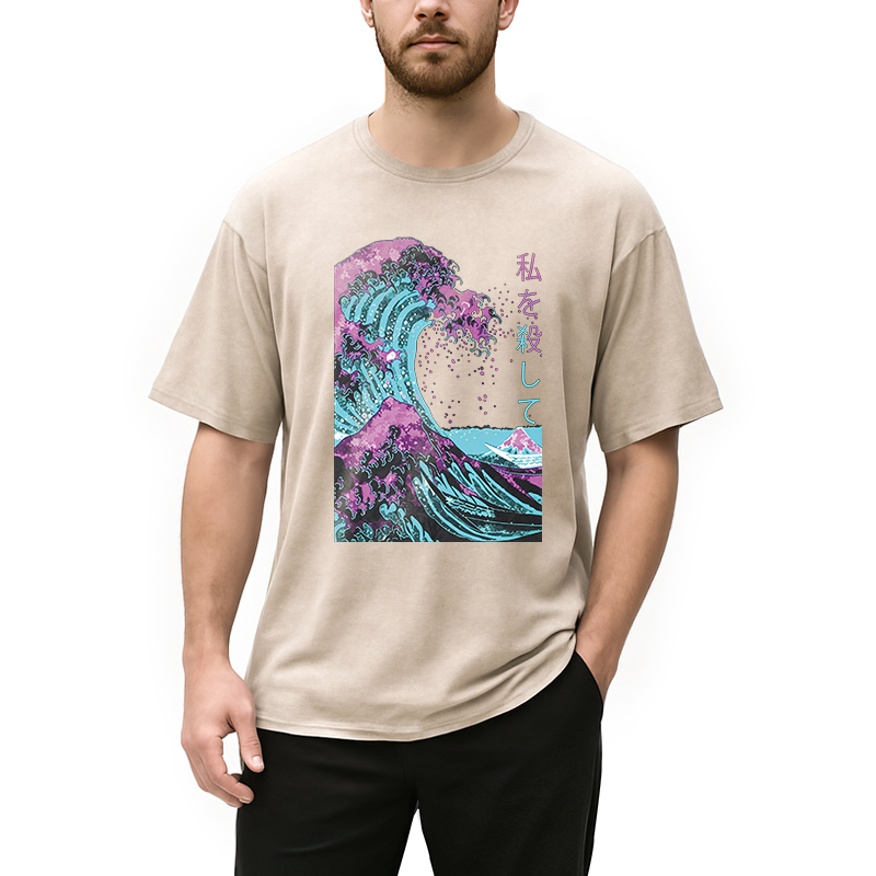 Modecanvas Ocean Kanagawa DTG Printing Washed T-Shirt