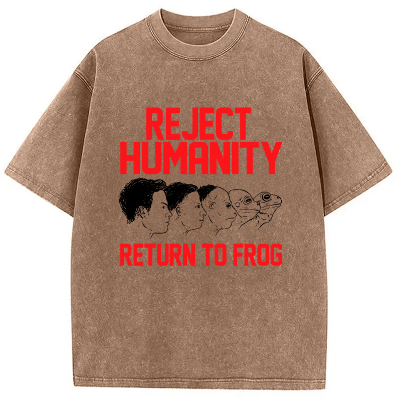 Modecanvas Funny Reject Humanity Return To Frog Japanese Washed T-Shirt