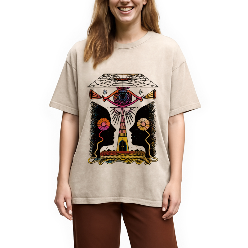 Modecanvas Dual-Face Sacred Eye Washed T-Shirt