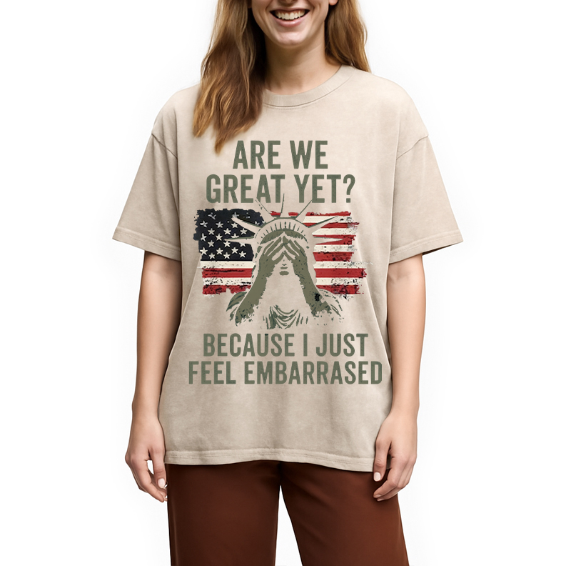 Modecanvas Are We Great Yet DTG Printing Washed T-Shirt