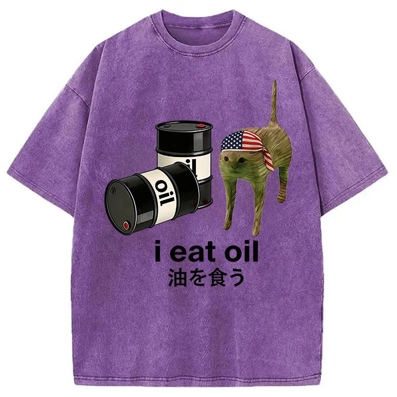 Modecanvas I Eat Oil DTG Printing Washed T-Shirt