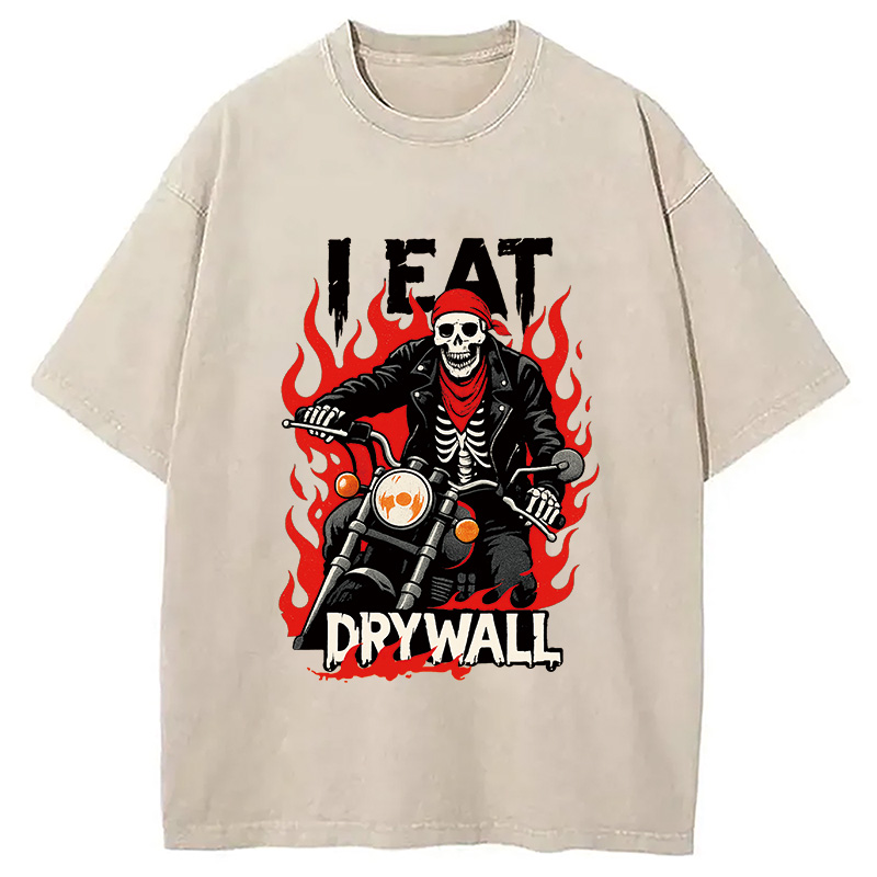 Modecanvas Eat Drywall Funny Meme Washed T-Shirt
