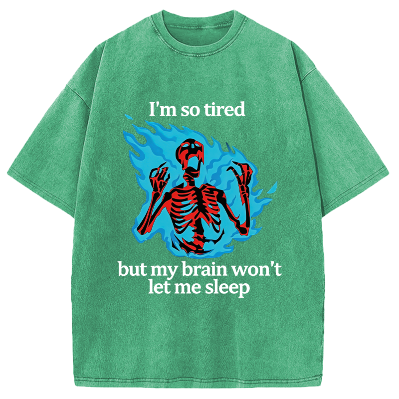 Modecanvas Tired Skeleton On Fire DTG Printing Washed T-Shirt