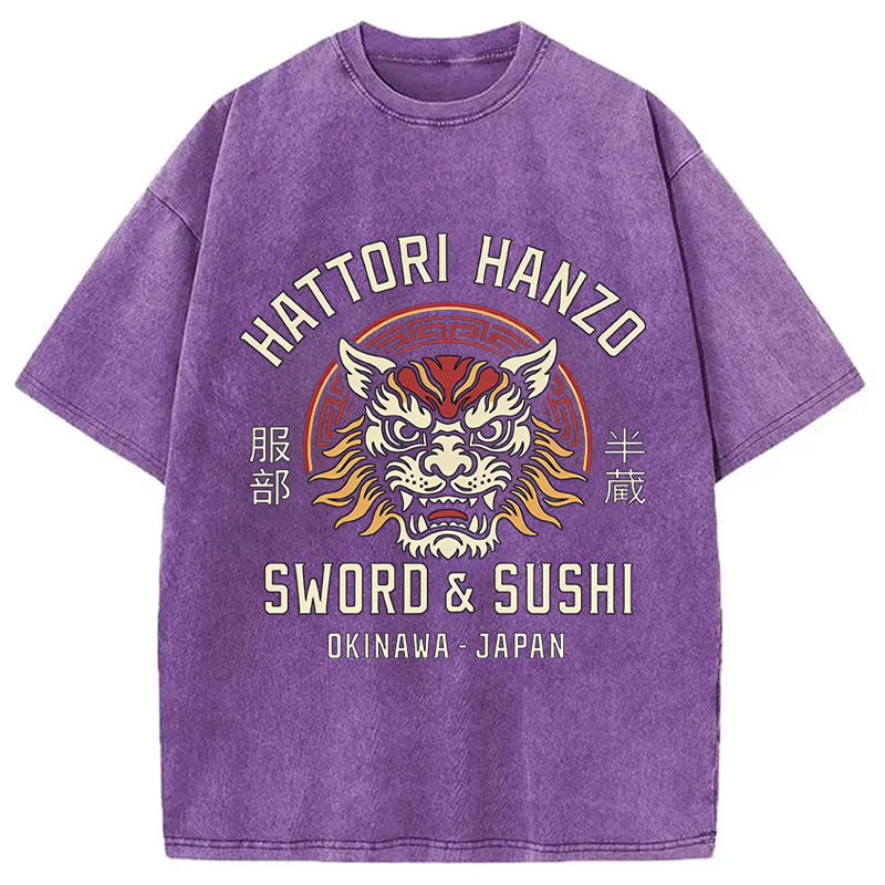 Modecanvas Hattori Lion DTG Printing Washed T-Shirt