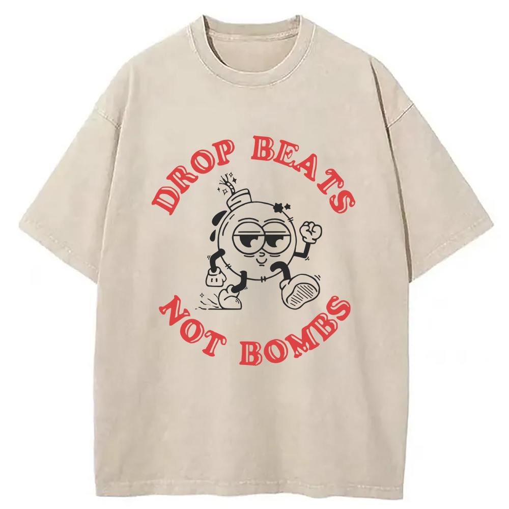 Modecanvas Drop Beats Not Bombs Washed T-Shirt