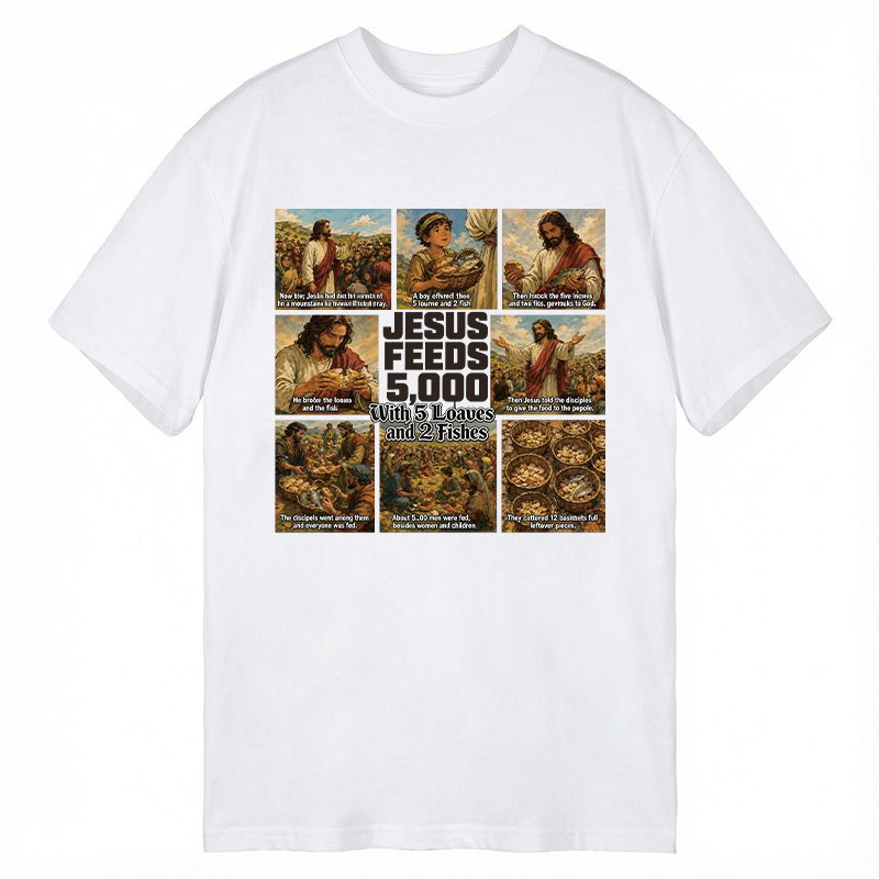 Modecanvas Jesus Feeds 5000 DTG Printing Classic T-Shirt-modecanvas