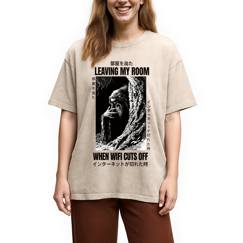 Modecanvas Funny Horror Gen Z Japanese DTG Printing Washed T-Shirt-modecanvas