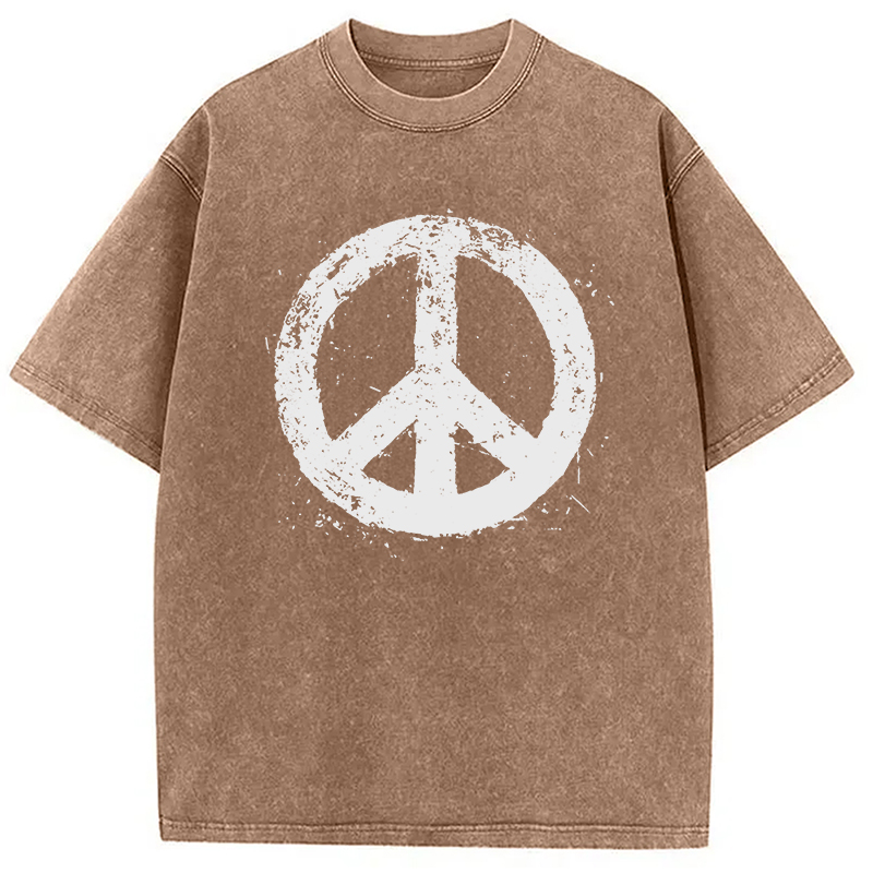 Modecanvas Peace Sign DTG Printing Washed T-Shirt