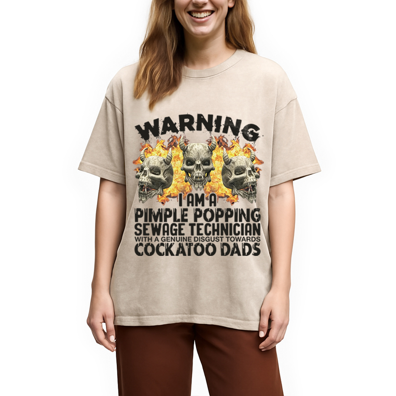 Modecanvas Pimple Popping Sewage Technician DTG Printing Washed T-Shirt