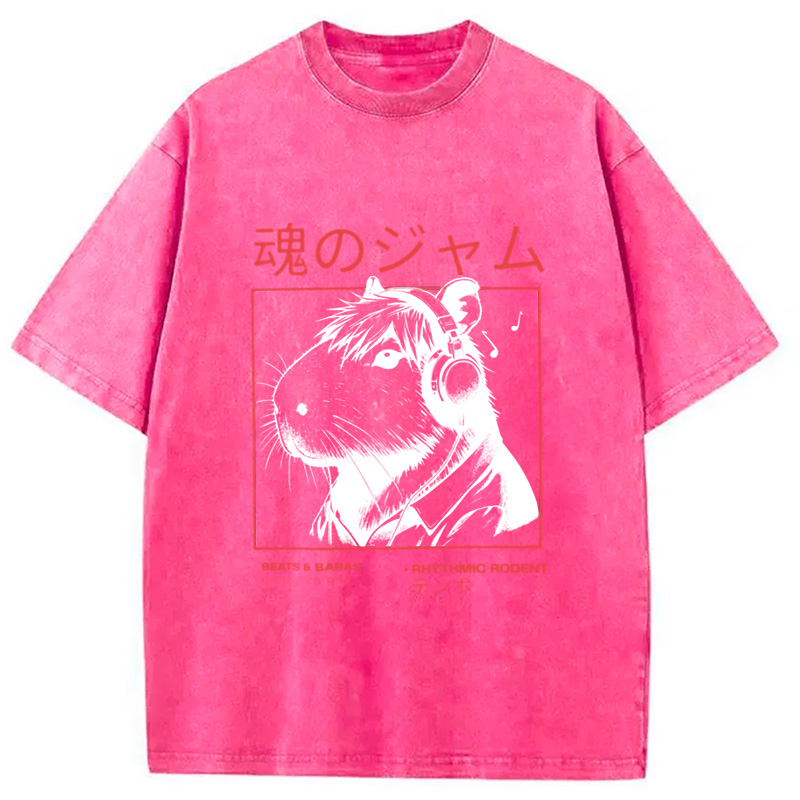 Modecanvas Japanese Capybara Soul Jam Washed T-Shirt
