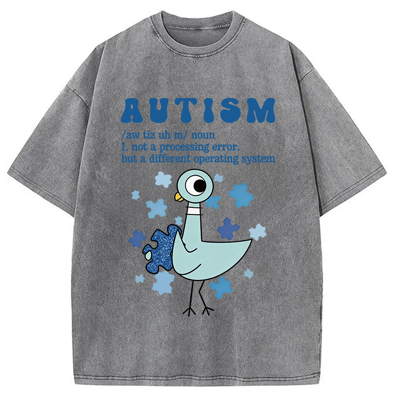 Modecanvas Autism Pigeon DTG Printing Washed T-Shirt