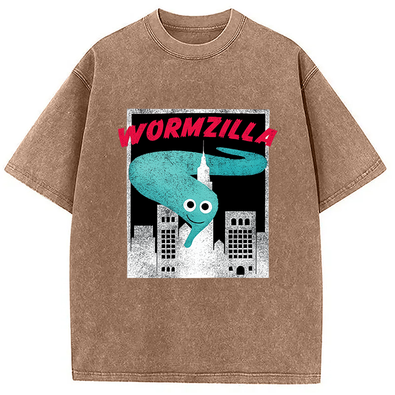 Modecanvas Worm On A String Meme Washed T-Shirt
