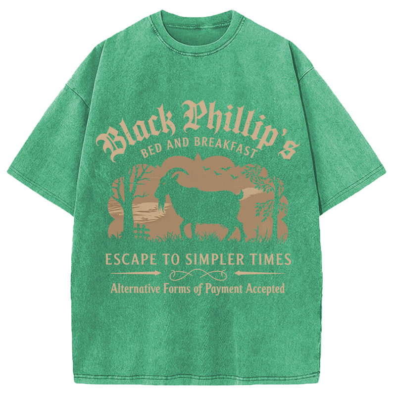Modecanvas Black Phillip Bed & Breakfast DTG Printing Washed T-Shirt